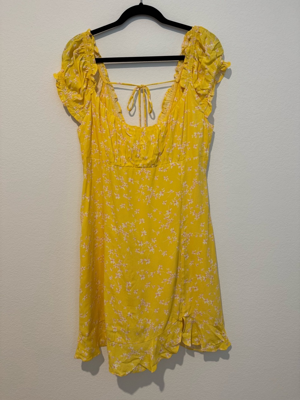Sophie Rue Yellow Floral Ruffled Babydoll Mini Dress